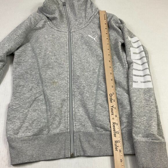 Puma Womens Gray Sporty Funnel Neck Full Zip Sweatshirt Jacket Long Sleeve Small - Picture 5 of 12